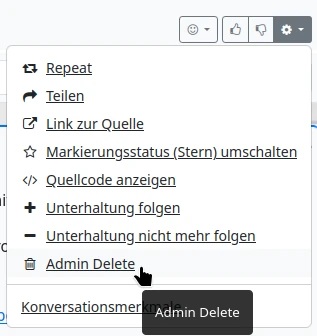 Admin delete - löschen eines Beitrags aus dem Pubstream